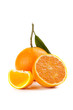 Ripe orange fruit with leaf