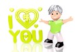 3d render of a young circle sign  with cute 3d character