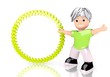 3d render of a young circle sign  with cute 3d character