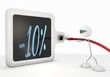 discount symbol with futuristic 3d character