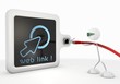 web link symbol with futuristic 3d character