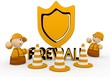 security symbol  with two cute 3d characters