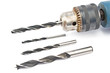 Drill and set of wood drill bits