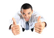 Top view of african businessman giving OK gesture