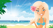 beautiful blonde suntanned girl represent something