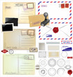 Vintage postcard designs and postage elements
