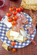 Cheese, salami and flat bread