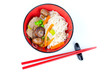 Photo: Chinese noodles with beef and vegetables, oriental cuisine Chinese noodles with beef and vegetables, oriental cuisine