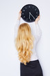 Office Girl Sets the Clock