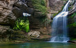 Beautiful waterfall in the Catalan pre-Pyrenees.La Foradada