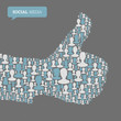 Vector: Thumb up symbol. Composed from many people silhouettes. Social m Thumb up symbol. Composed from many people silhouettes. Social m