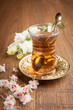 Turkish Tea on wooden background