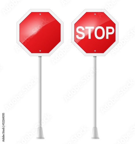 Vector: stop road sign with support stop road sign with support