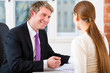 Young lawyer, insurance agent or attorney with client