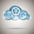 Cloud computing abstract illustration with gear wheels
