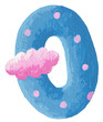 Illustration: Blue zero with cloud Blue zero with cloud