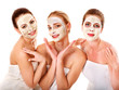 Group women with  facial mask.