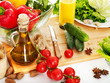 Fresh vegetable and olive oil.