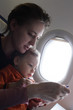 Mother with toddler on a flight
