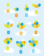 balloons with numbers 1-10 and colorful background