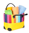 Colorful beach bag with towels
