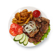 Photo: fried spare ribs with potatoes and vegetables fried spare ribs with potatoes and vegetables
