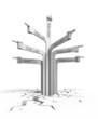 Crazy Signpost. Colored directional signs in the form of a hands
