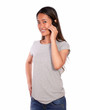 Charming asiatic young woman speaking on cellphone