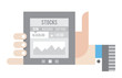Tablet with stock exchange information in human hand