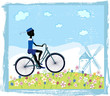 Silhouette of boy on bike