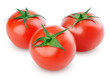 Three ripe red tomatoes isolated on white with clipping path