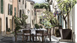 European city street color  illustration