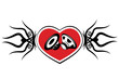 Heart and speaker. Tattoo on a white background