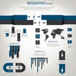 Retro infographics set. World Map and Information Graphics. Vect