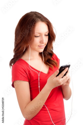 Photo: Portrait of student with phone in hands Portrait of student with phone in hands