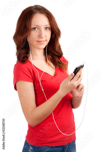 Photo: Portrait of student with phone in hands Portrait of student with phone in hands