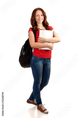 Photo: Portrait of female student with books Portrait of female student with books