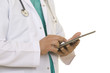 Doctor working on a digital tablet