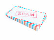 Photo: postal letters with a spam on a white background postal letters with a spam on a white background