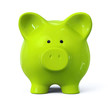 Green piggy bank - front view
