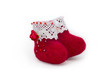Red toy wool felt boots