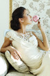 Beautiful bride luxury interior, vintage glamour style
