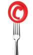 Copyright symbol on a fork