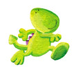 Little dragon happily walking