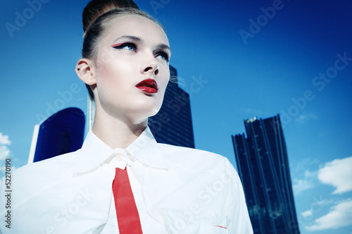 Photo: blue sky girl blue sky girl