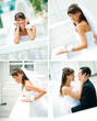 different smiles happy brides in a white dress