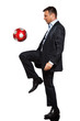 Foto: one business man playing juggling soccer ball one business man playing juggling soccer ball