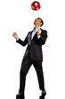 Foto: one business man playing juggling soccer ball one business man playing juggling soccer ball