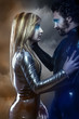 Lovers, couple of super heroes of the future