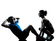 Photo: man woman exercising abdominal workout fitness man woman exercising abdominal workout fitness